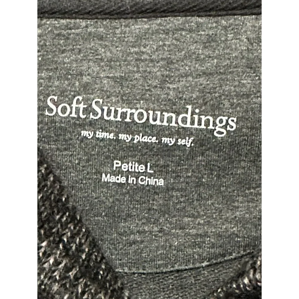 Soft Surroundings Long Sleeve Tunic Sweater Solid Gray‎ V-neck Stretch Petite PL